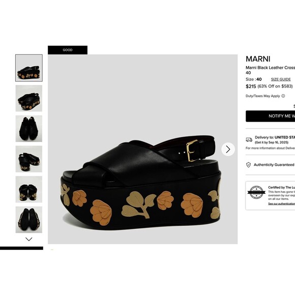 Marni White Leather Cross Strap Floral Platform Sandals Size 37 - Picture 8 of 8